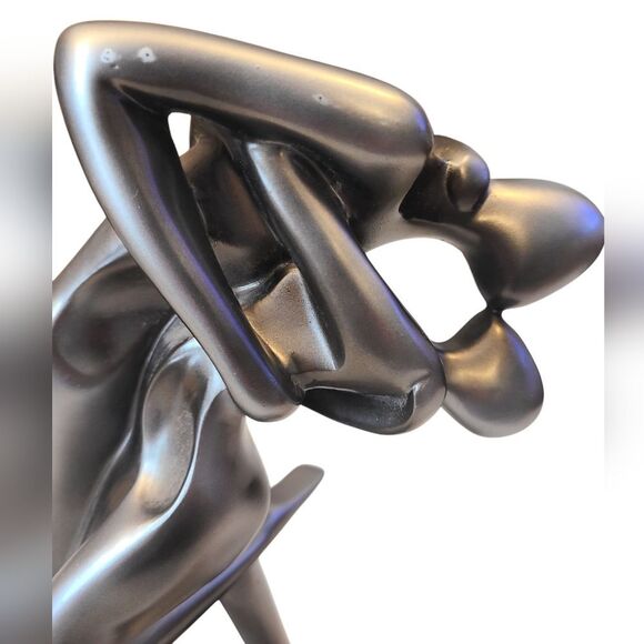 SCULPTURE Languid Dancers In A Passionate‎ Embrace Heavy Hardwood Base 15" - Picture 7 of 12